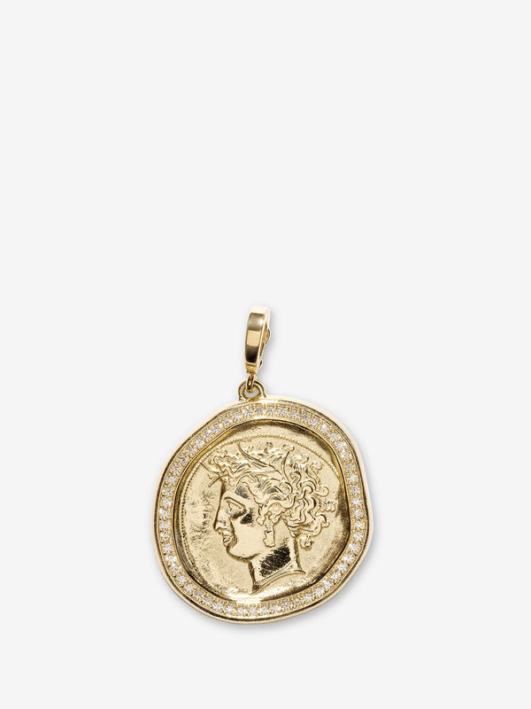 azlee Goddess Large Pave Coin Charm