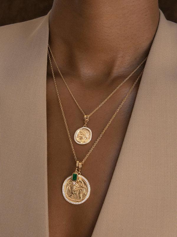 Azlee Goddess Small Pave Coin Charm