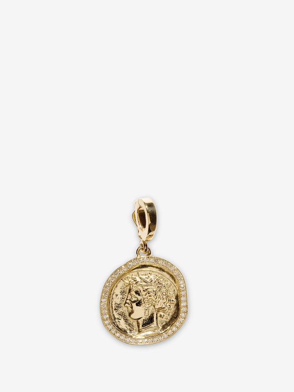azlee Goddess Small Pave Coin Charm