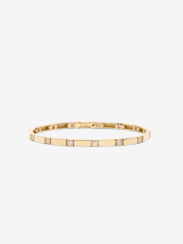 azlee Gold Bar and Diamond Tennis Bracelet