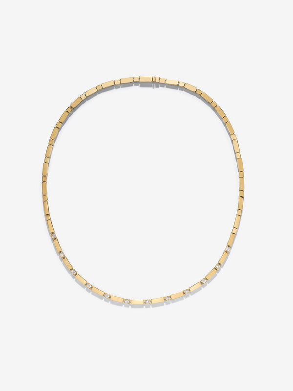 azlee Gold Bar and Diamond Tennis Necklace