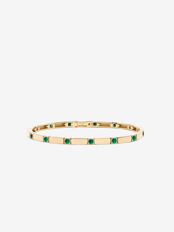 azlee Gold Bar and Emerald Tennis Bracelet