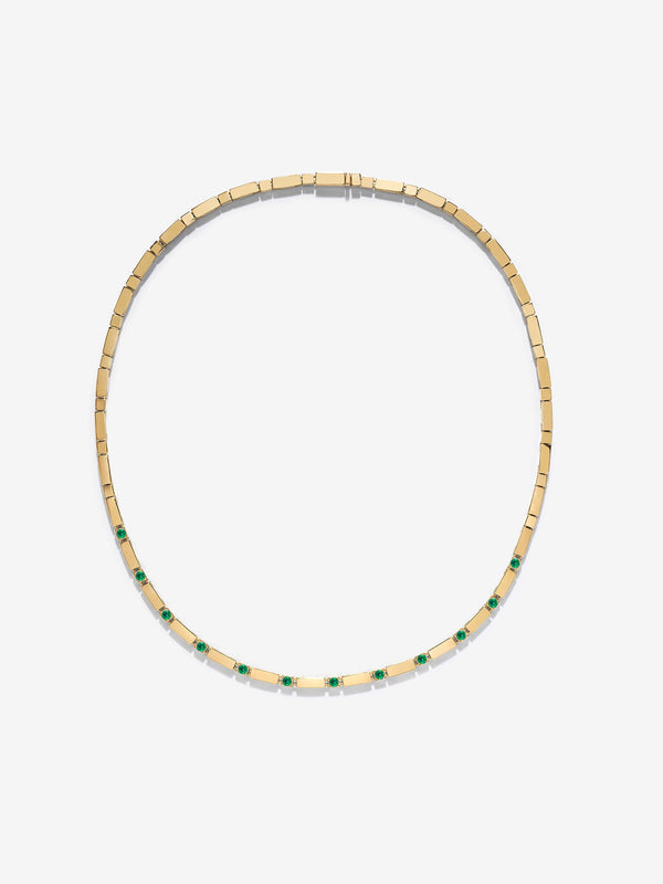 azlee Gold Bar and Emerald Tennis Necklace