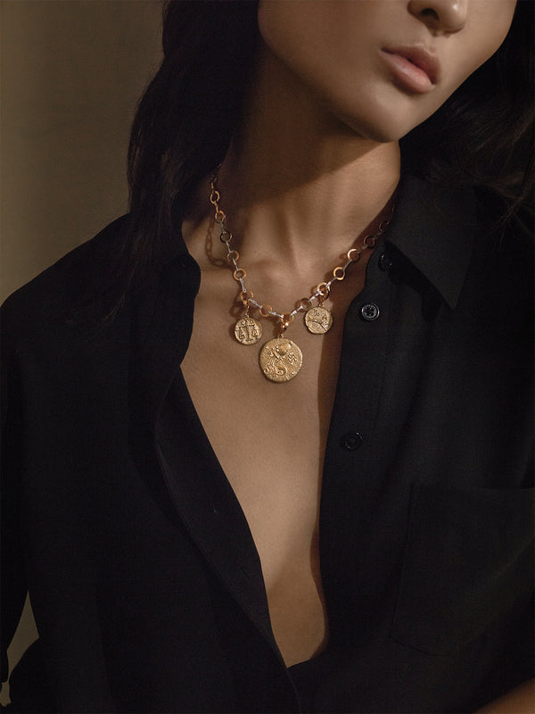 Azlee Heavy Circle-Link Pave Chain
