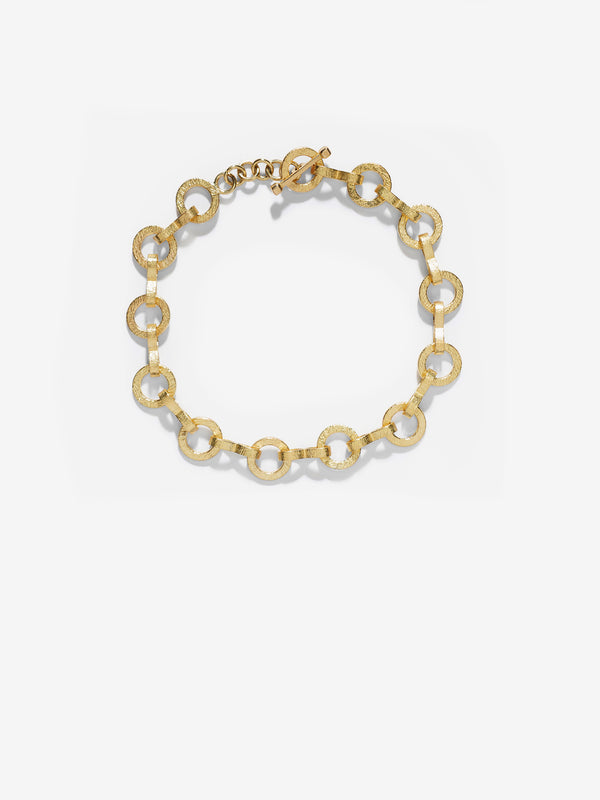 azlee Heavy Link Circle Textured Bracelet