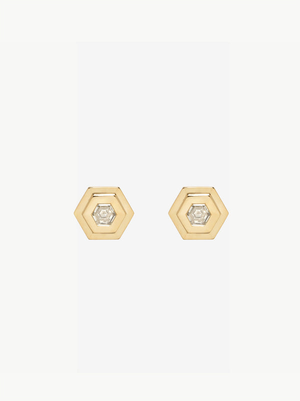 azlee Hexagon Diamond Staircase Studs