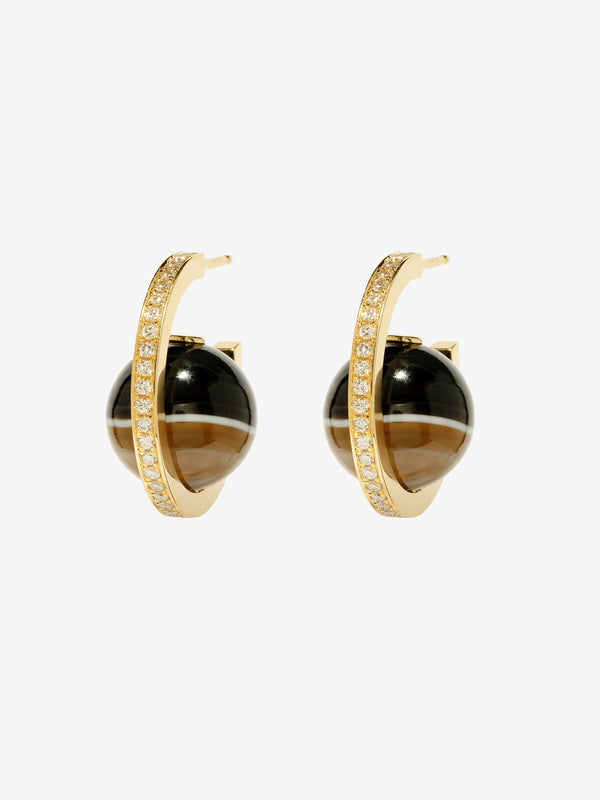 azlee Horizon Agate Diamond Hoops