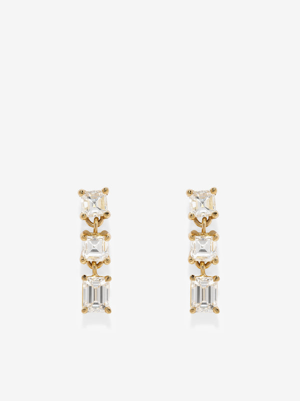 azlee Illusion Carre Diamond Earrings