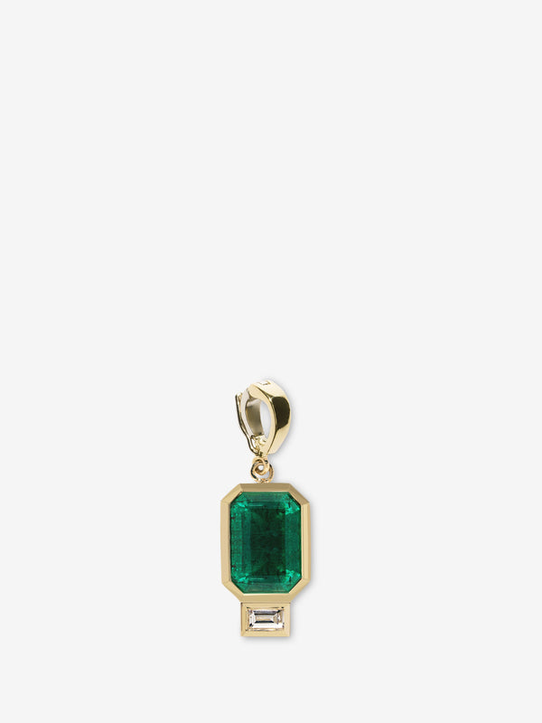 azlee Large Emerald and Baguette Diamond Charm