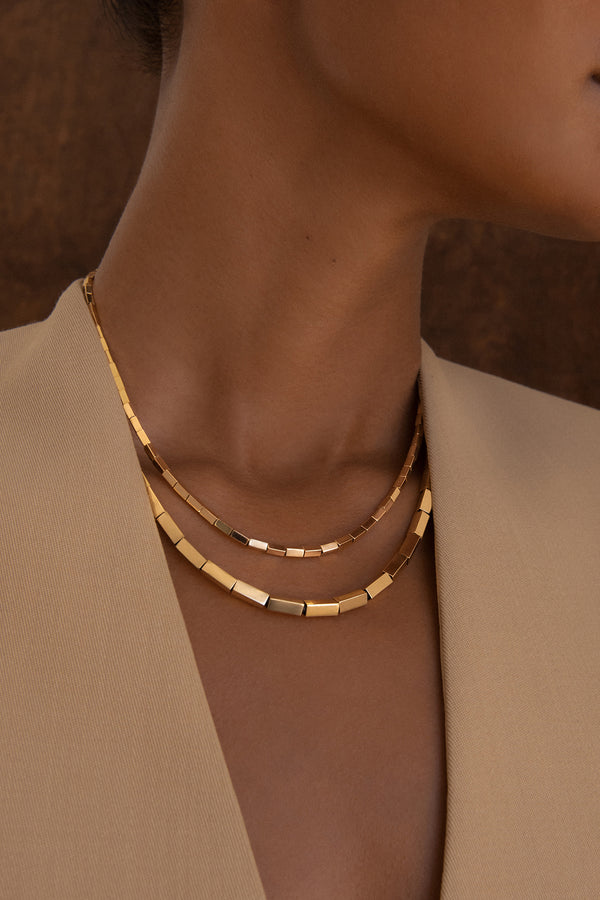 Azlee Large Gold Bar Necklace