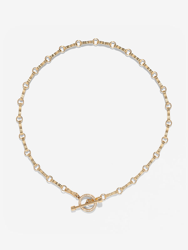 azlee Large Motif Double Link Pave Toggle Chain