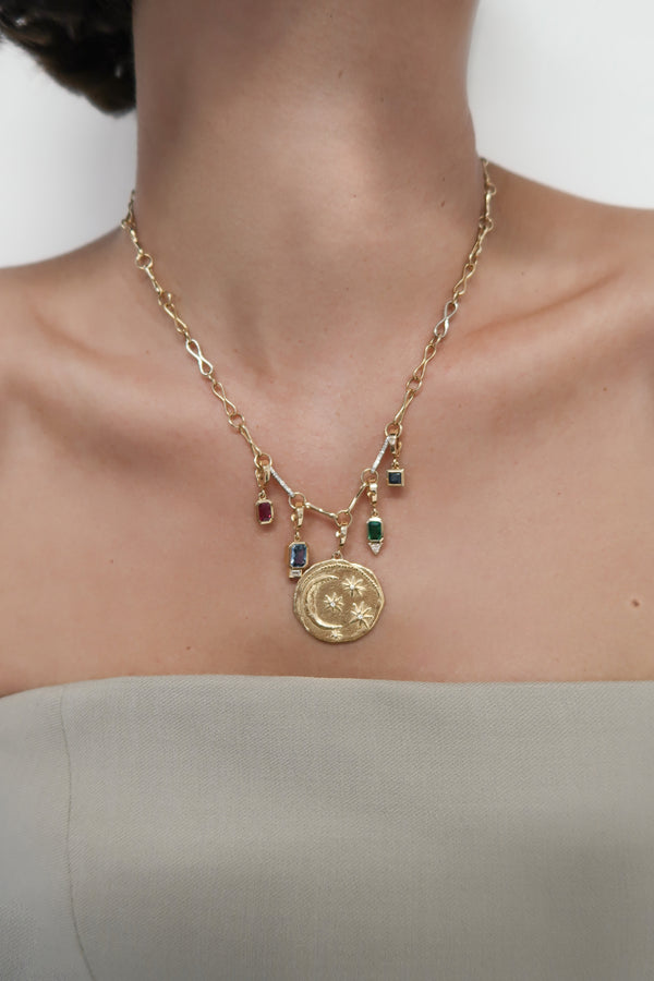 Azlee Large Ruby And Baguette Diamond Charm