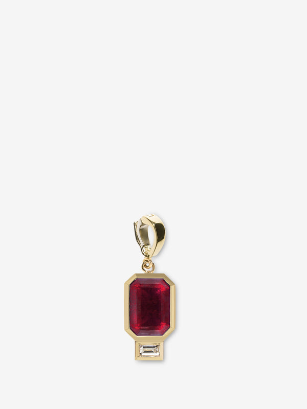 azlee Large Ruby and Baguette Diamond Charm