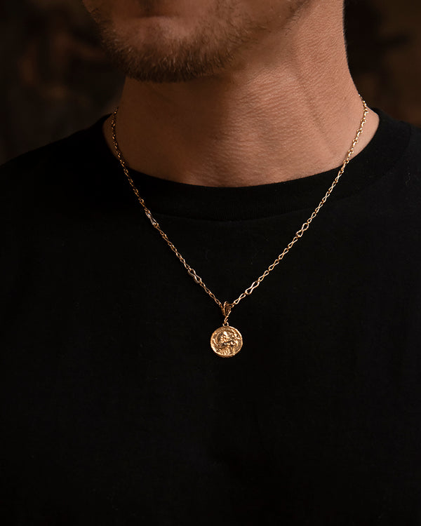 Azlee Lion And Dolphin Small Diamond Coin Charm