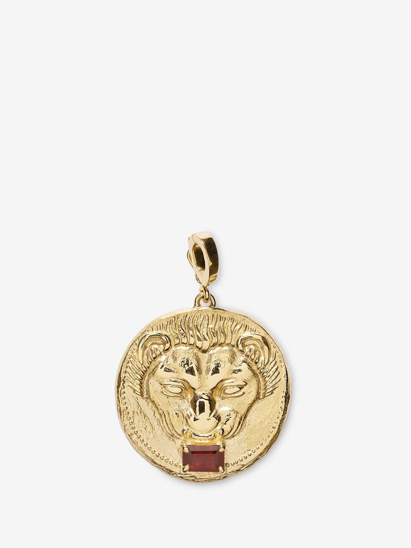 azlee Lion Large Ruby Coin Charm