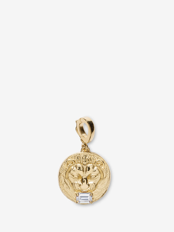 azlee Lion Small Diamond Coin Charm