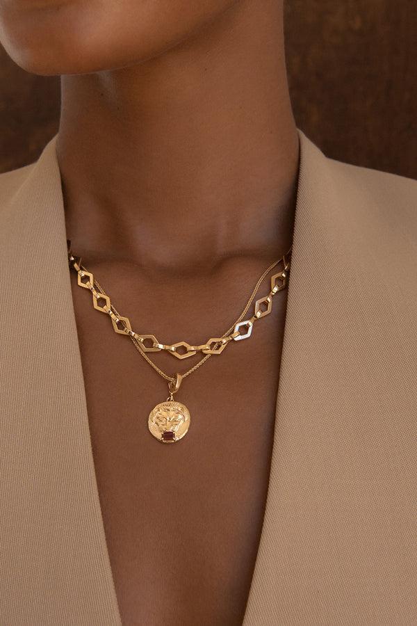 Azlee Lion Small Ruby Coin Charm