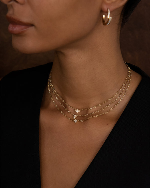 Azlee Lozenge Diamond Motif Chain Necklace