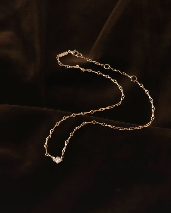 Azlee Lozenge Diamond Motif Chain Necklace