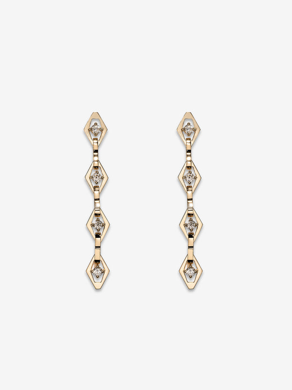 azlee Lozenge Link Chain Earrings with Diamonds