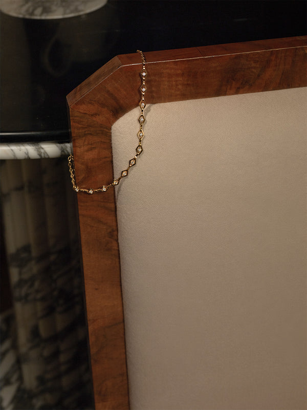 Azlee Lozenge Link Chain With Diamonds