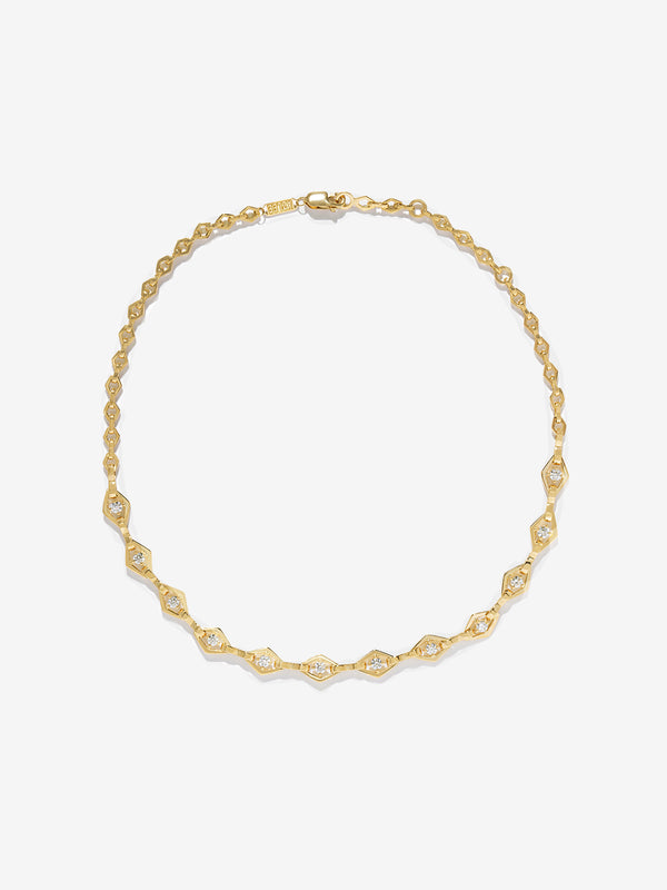 azlee Lozenge Link Chain with Diamonds