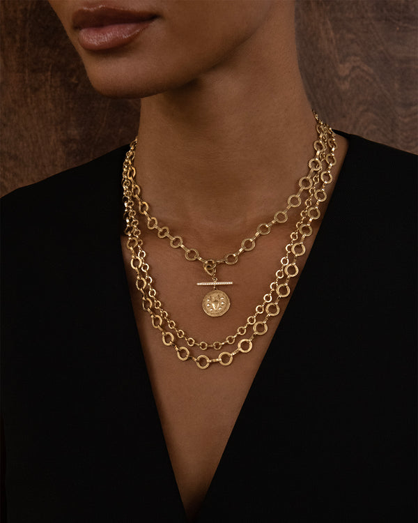 Azlee Medium Circle-Link Textured Chain