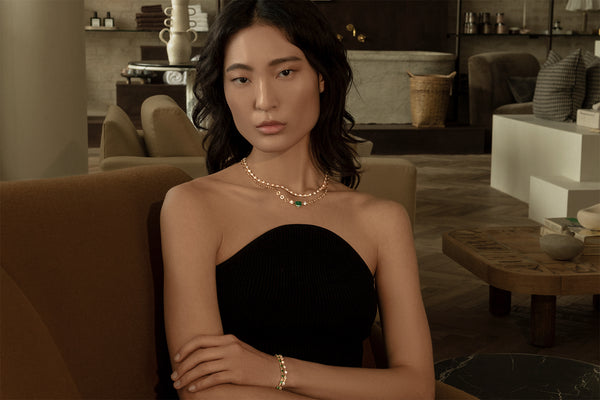 Azlee Moss Emerald & Diamond Necklace