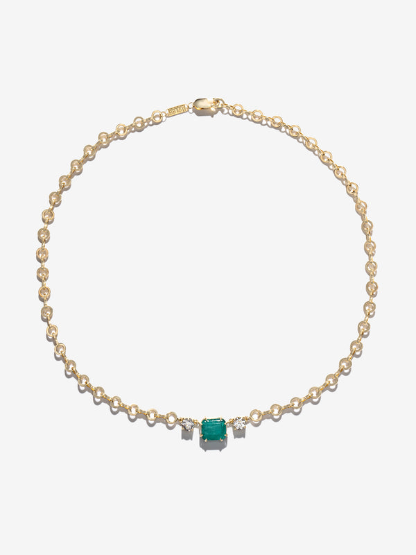 azlee Moss Emerald & Diamond Necklace
