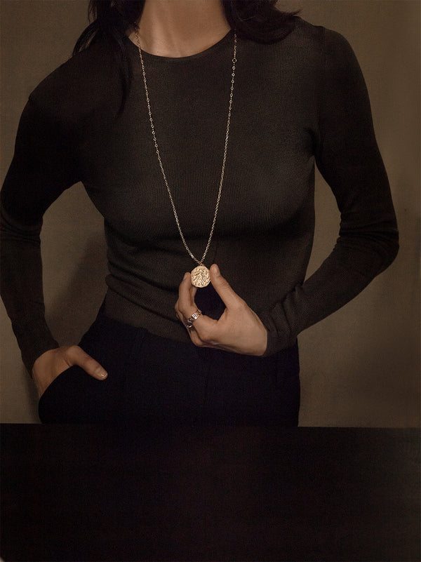 Azlee Olive Branch Large Coin With Diamonds