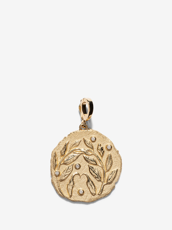 azlee Olive Branch Large Coin with Diamonds