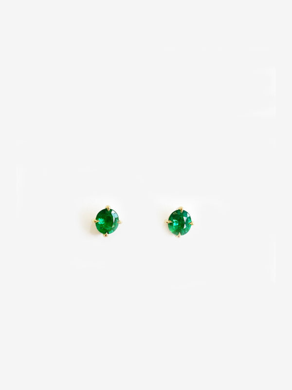 azlee Oval Emerald Studs in Prongs