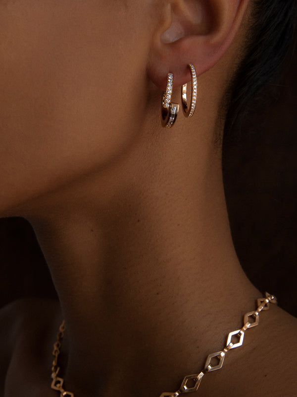 Azlee Pave And Baguette Diamond Hoops