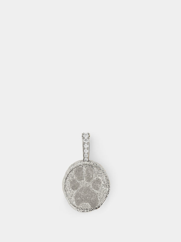 azlee Paw Print Coin in White Gold