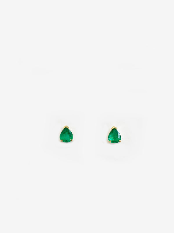 azlee Pear Emerald Studs in Prongs