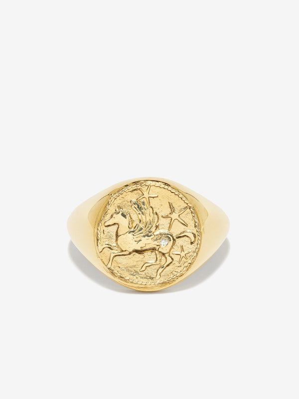 azlee Pegasus Wisdom Coin Signet Ring