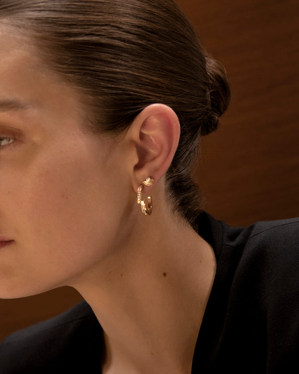 Azlee Petite 1/2 Circle Diamond Staircase Stud