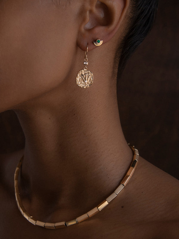 Azlee Petite 1/2 Circle Emerald Staircase Stud