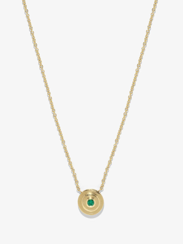 azlee Petite Emerald Circular Staircase Necklace