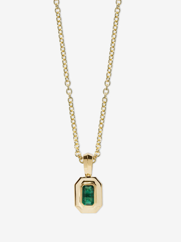 azlee Petite Emerald Staircase Necklace
