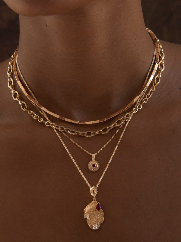 Azlee Petite Ruby Circular Staircase Necklace