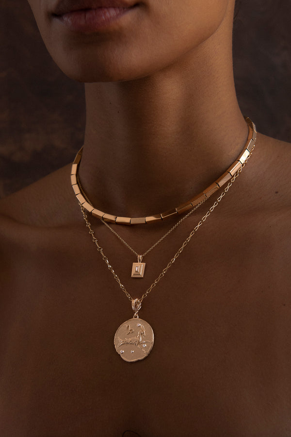 Azlee Petite Tapered Baguette Staircase Necklace