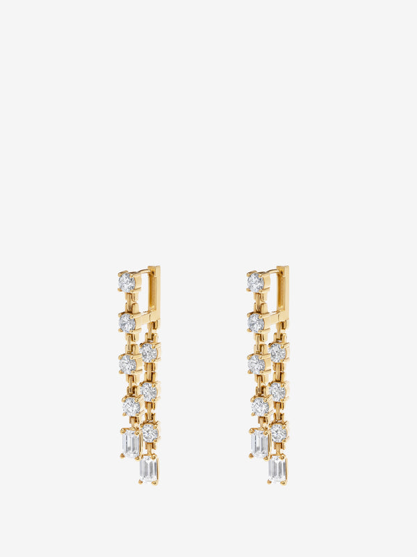 azlee Pirouette Large 2-Strand Diamond Earrings