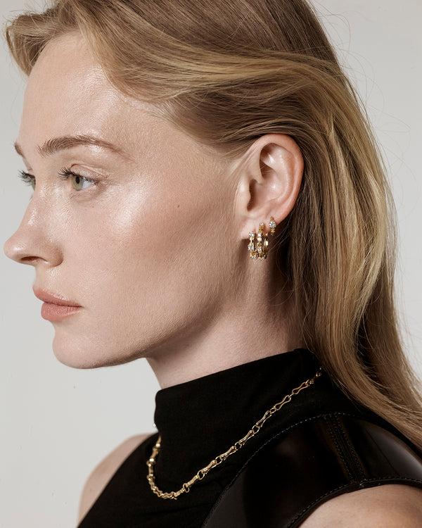 Azlee Pirouette Large Diamond Hoops