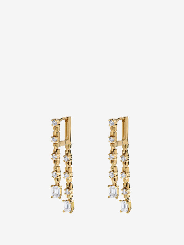 azlee Pirouette Small 2-Strand Diamond Earrings