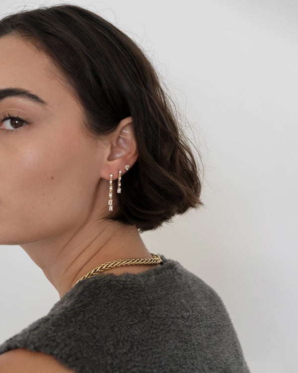 Azlee Pirouette Small Strand Diamond Earrings