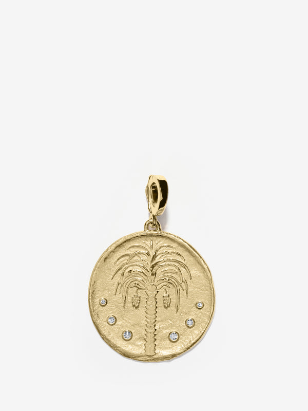 azlee Prosperity Palm Large Diamond Coin Charm