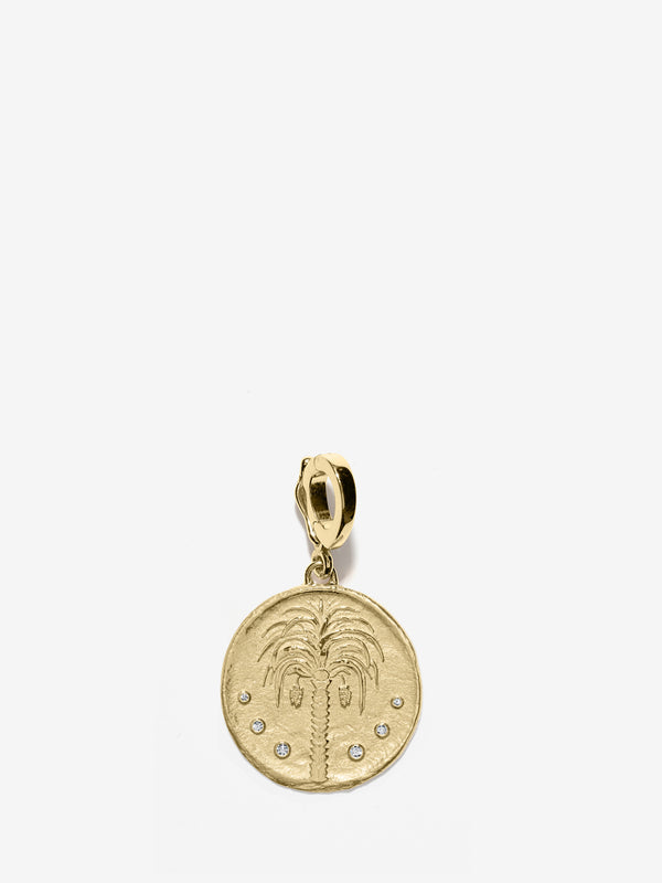 azlee Prosperity Palm Small Diamond Coin Charm