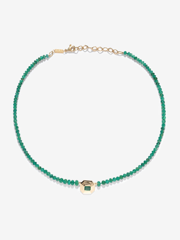 azlee Rich Emerald Bead Staircase Necklace