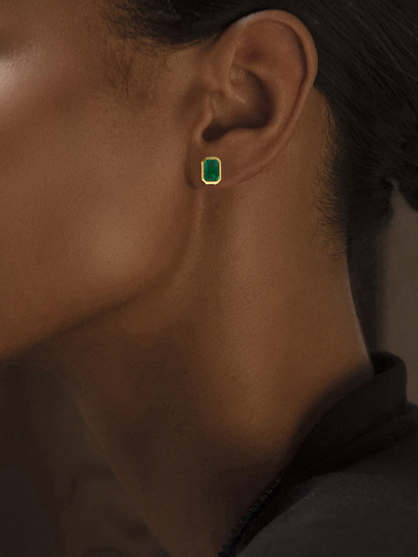 Azlee Rich Large Emerald Studs